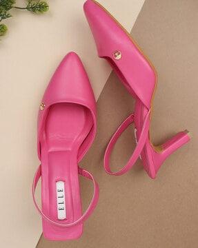 women pump heeled sandals with slingback