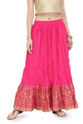 women pure cotton gold skirt - pink