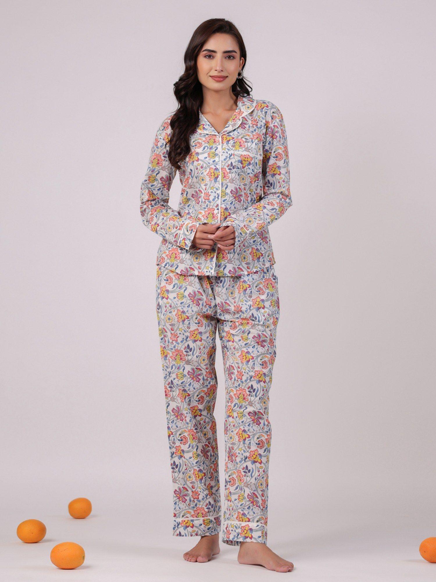 women pure cotton night suit multi-color (set of 2)