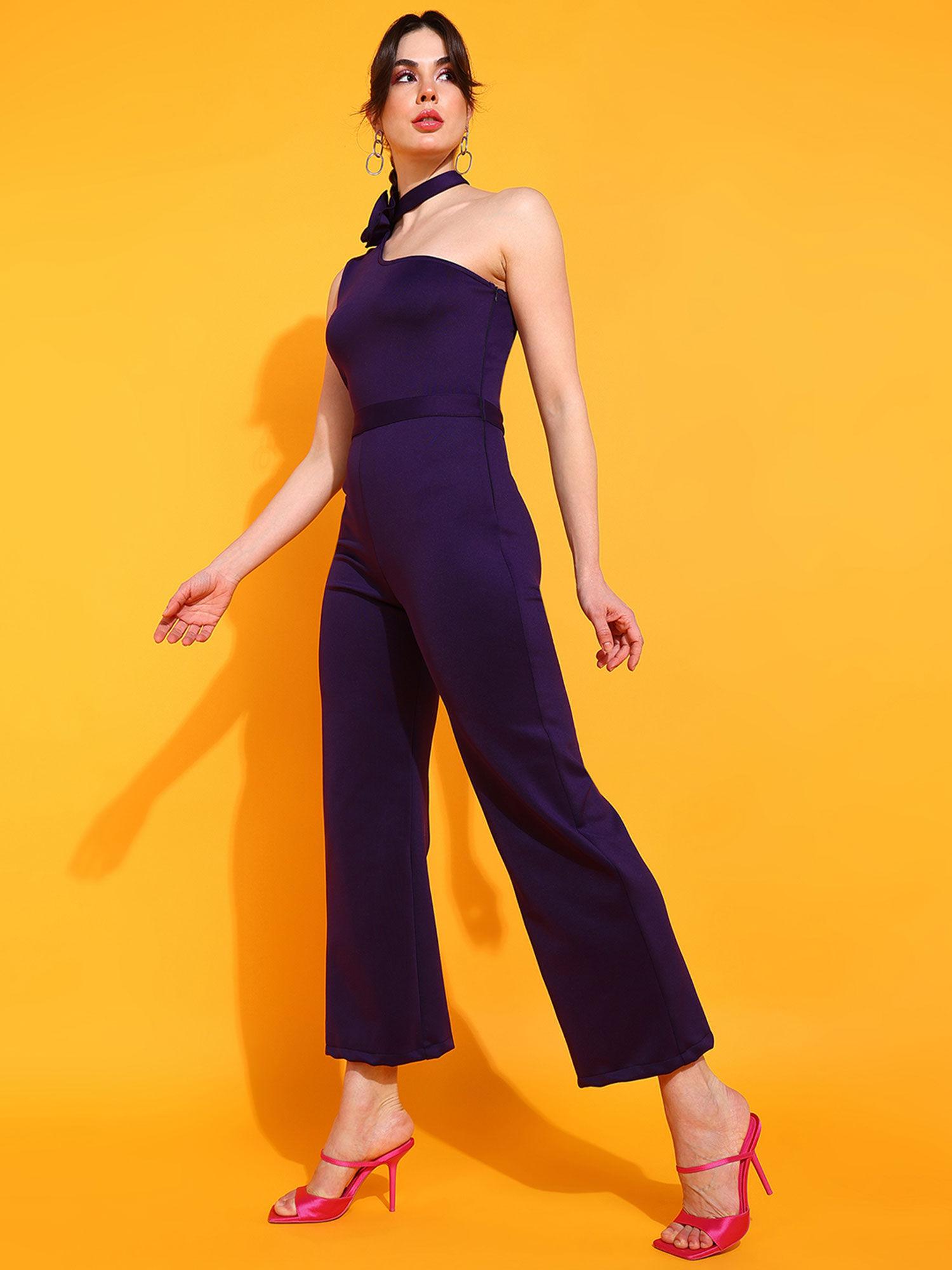 women purple basic jumpsuit