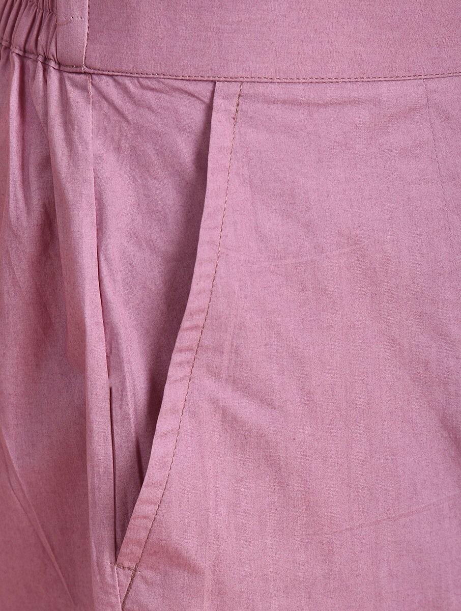 women purple cotton solid ankle length regular fit pants