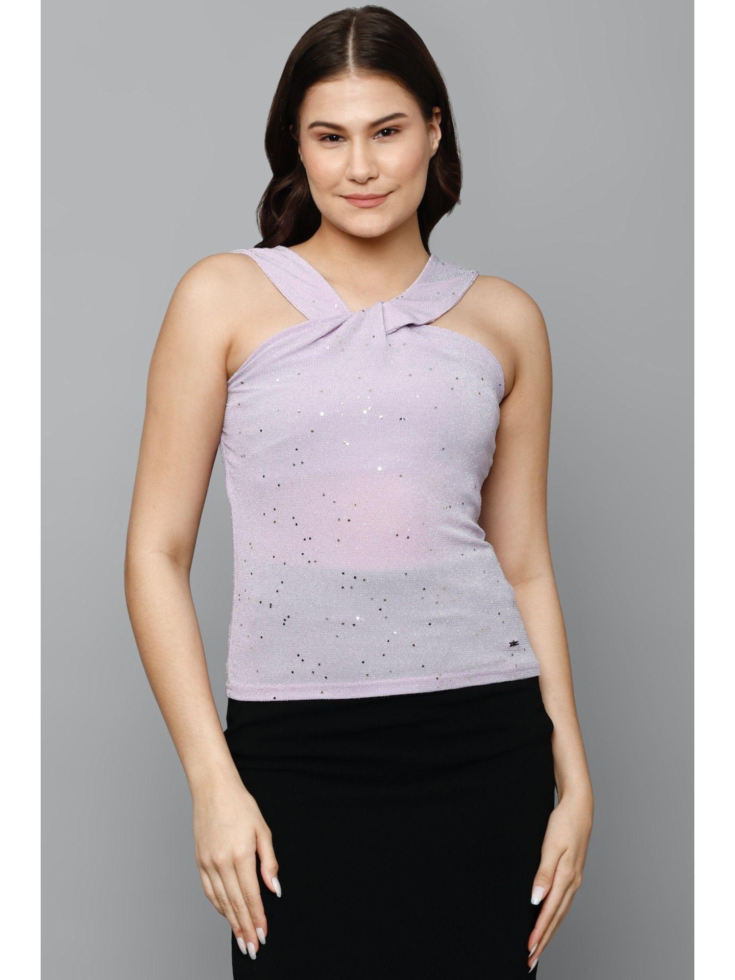 women purple embellished casual top