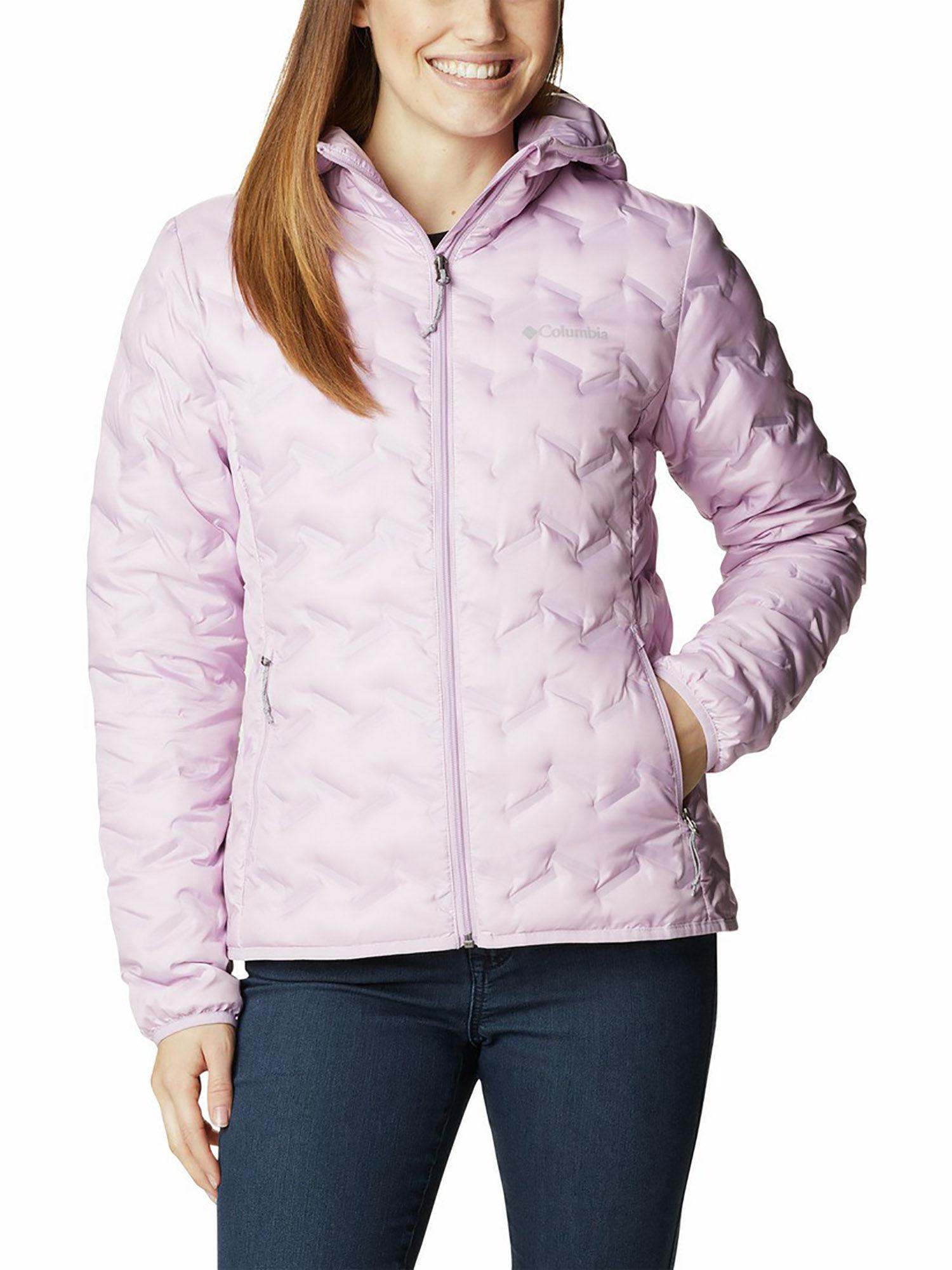 women purple full sleeve delta ridge down hooded jacket