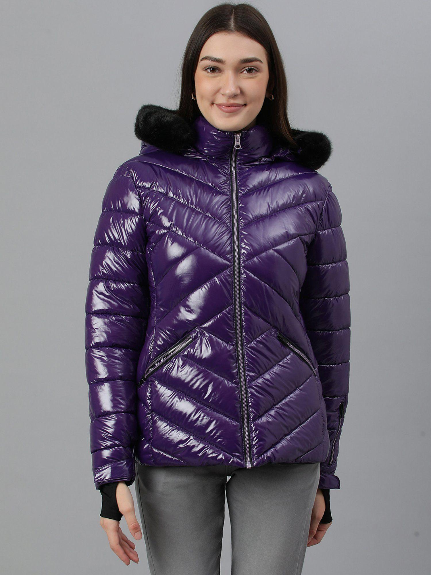 women purple hooded jackets