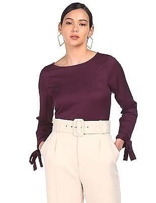 women purple long sleeve solid top