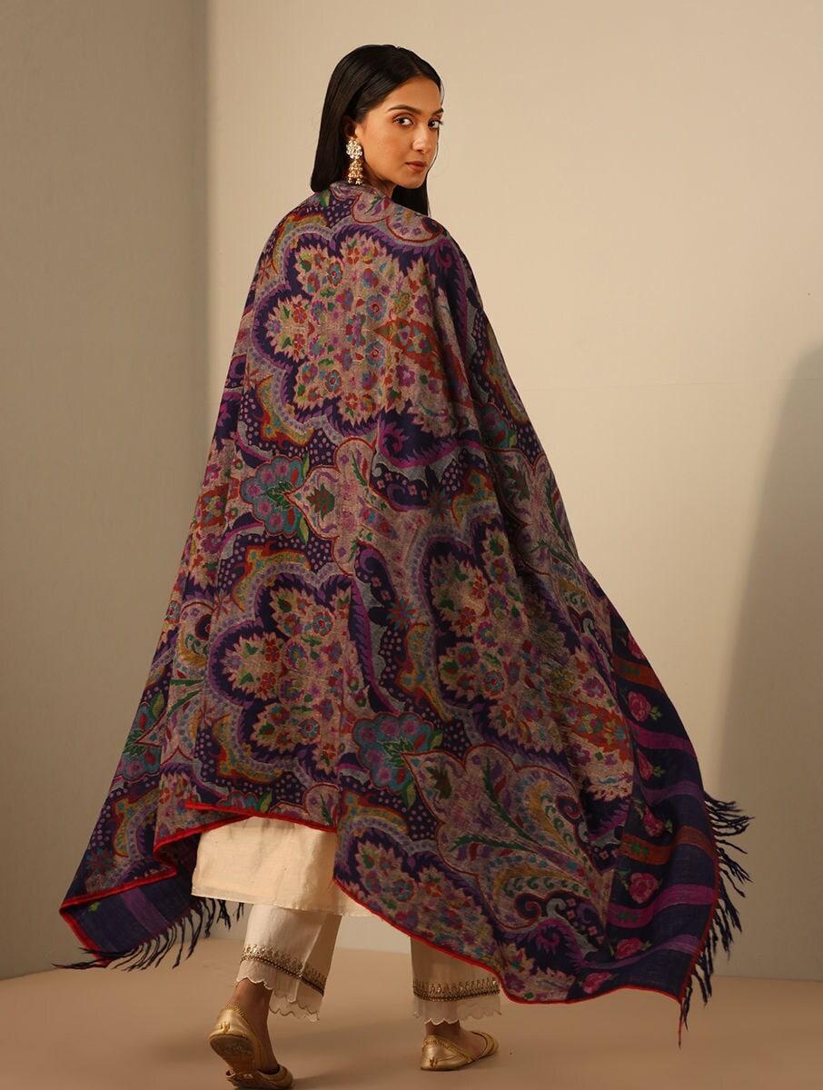 women purple pashmina hand woven shawls