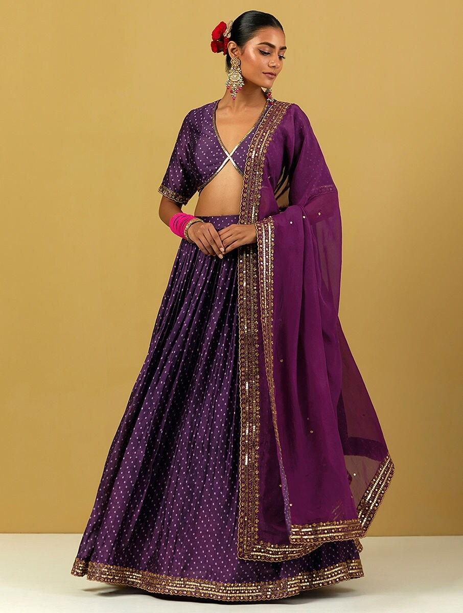women purple silk hand embroidery dupatta