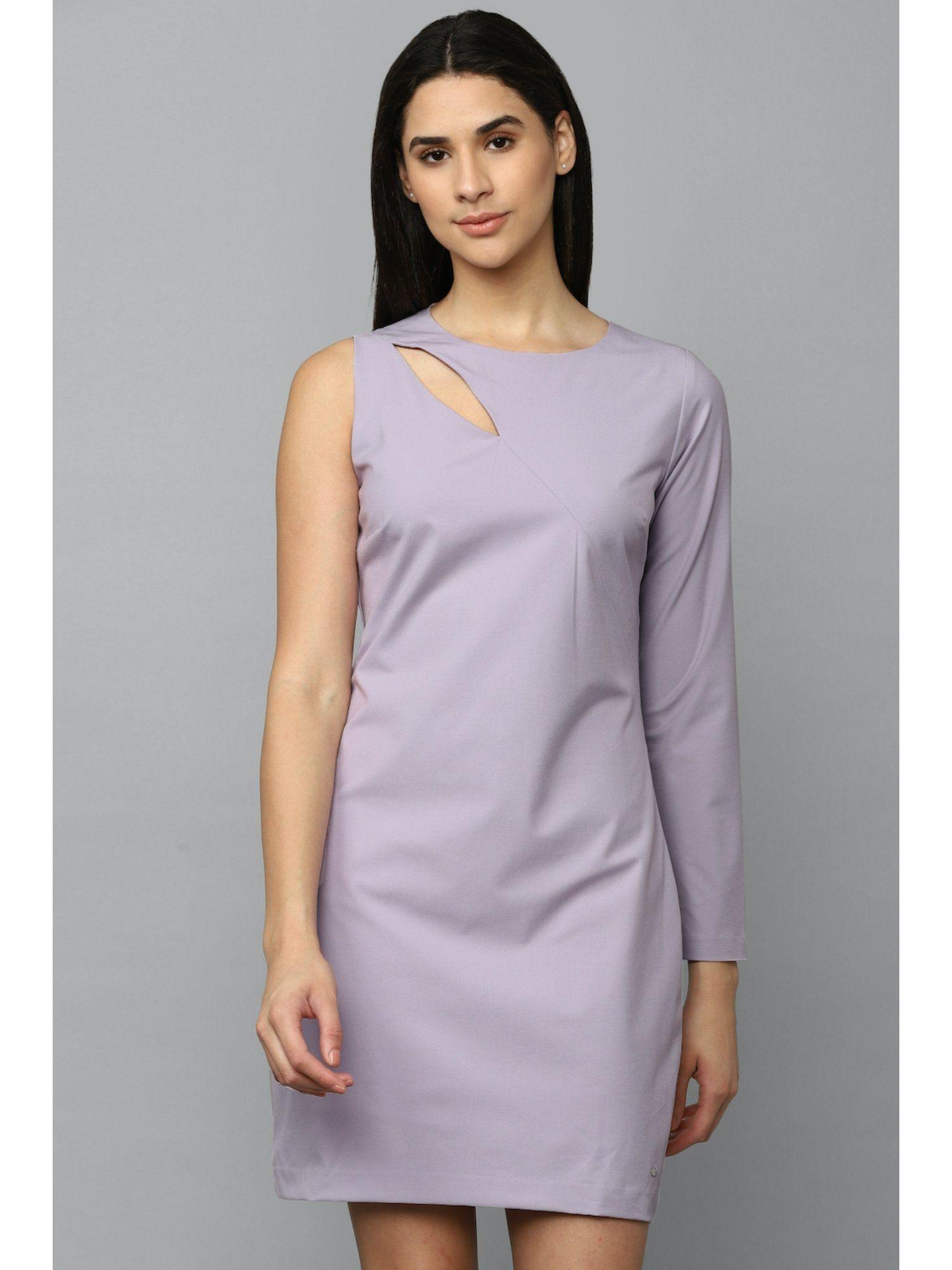 women purple solid casual dress