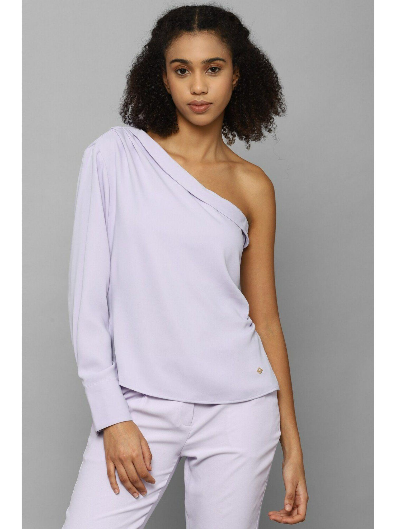 women purple solid casual top