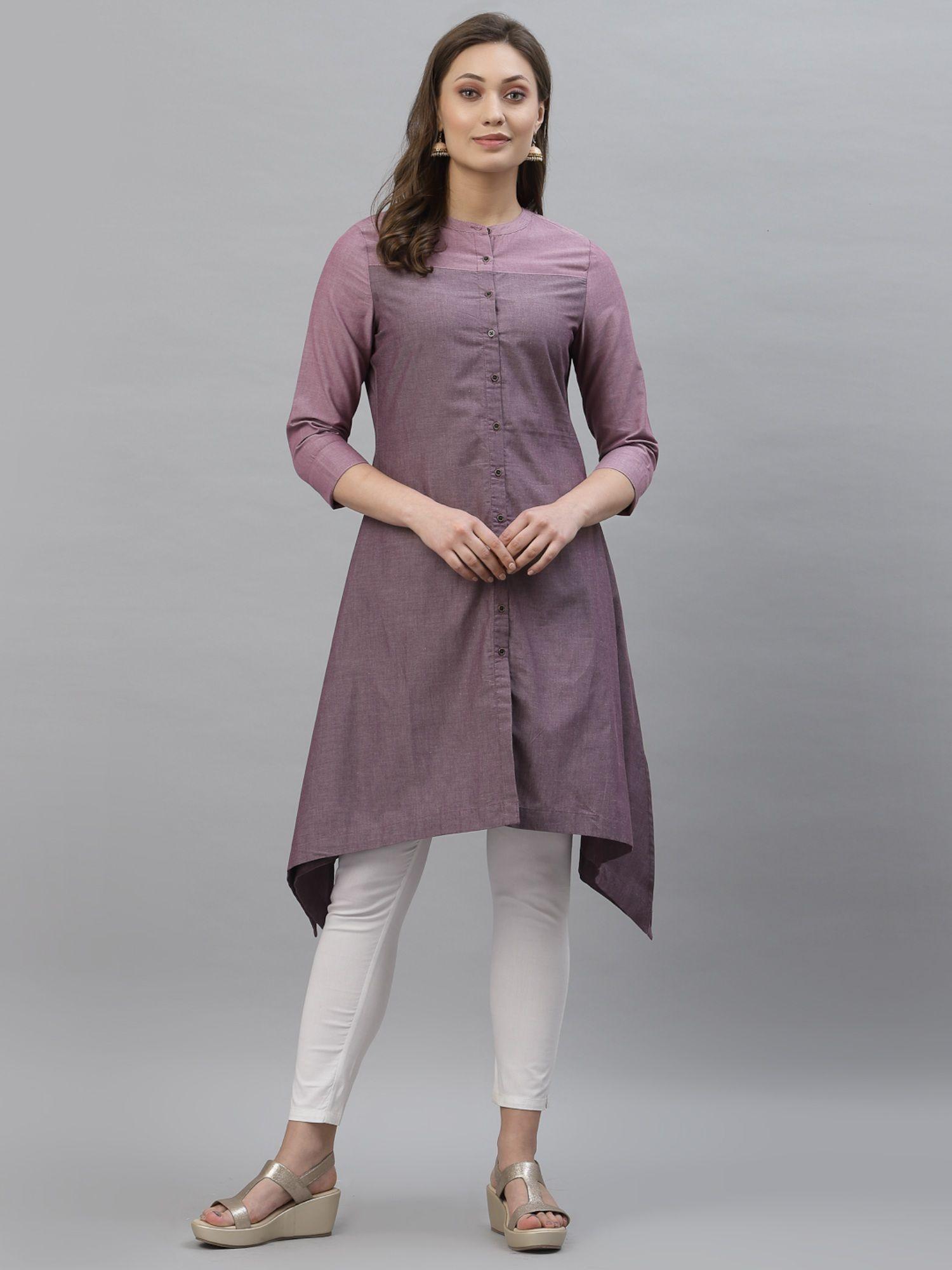 women purple solid kurta