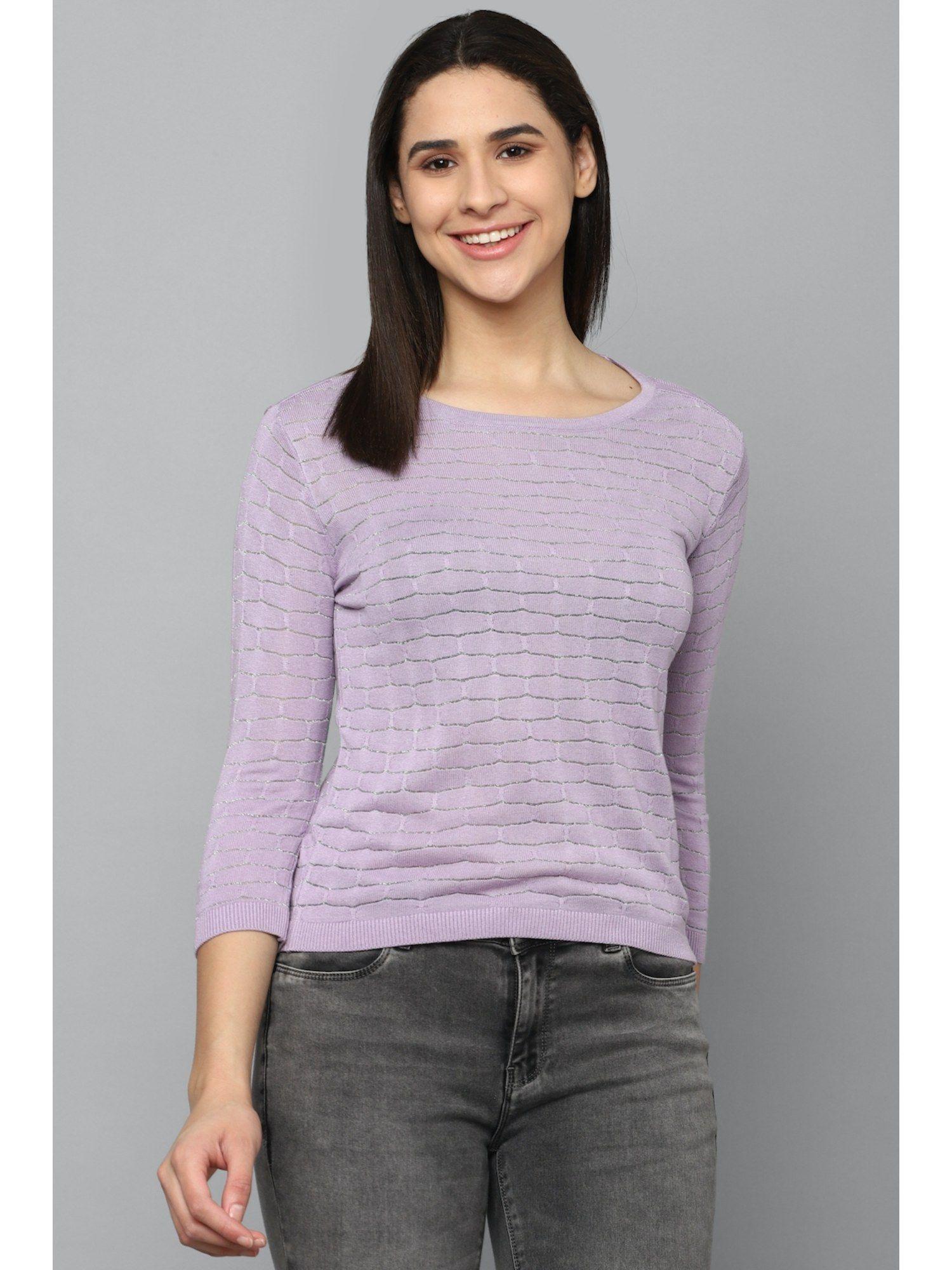 women purple textured casual top