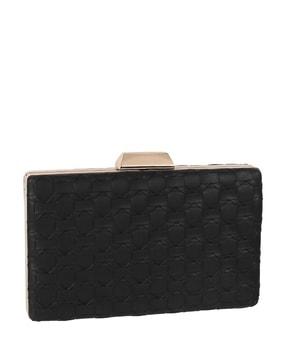women quilted clutch with kiss lock