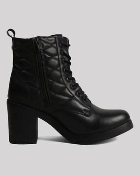 women quilted heeled boots