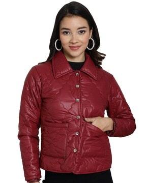 women quilted regular fit biker jacket