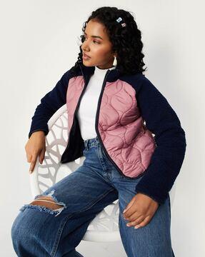 women quilted regular fit bomber jacket