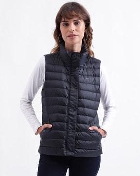 women quilted regular fit bomber jacket