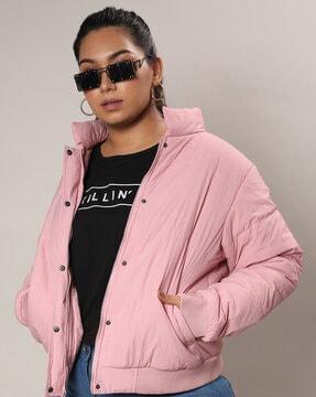 women quilted regular fit bomber jacket