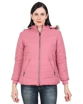 women quilted regular fit hooded jacket