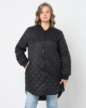 women quilted regular fit jacket with insert pockets