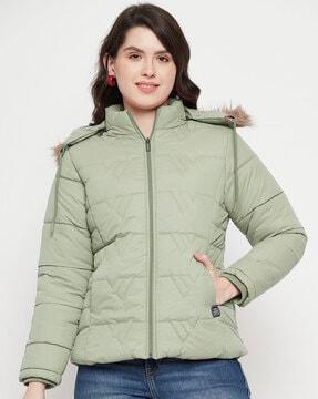 women quilted regular fit parka jacket