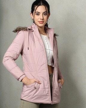 women quilted regular fit parka jacket