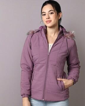 women quilted regular fit parka jacket