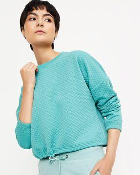 women quilted regular fit sweatshirt