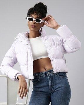 women quilted regular fit zip-front bomber jacket