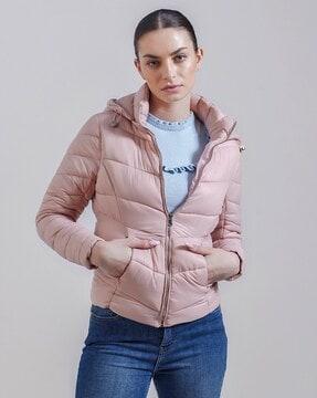 women quilted relaxed fit puffer jacket