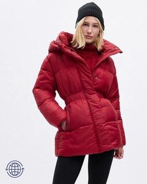 women quilted relaxed fit puffer jacket