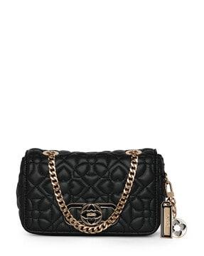 women quilted sling bag with chain strap