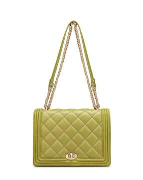 women quilted sling bag with chain strap