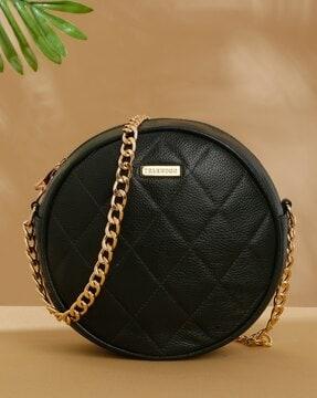 women quilted sling bag with chain strap