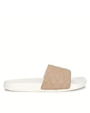 women quilted slip-on sandals