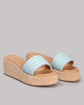 women quilted-strap platform heeled sandals