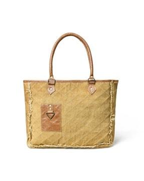 women quilted tote bag with double handles