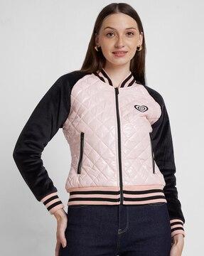 women quilted varsity bomber jacket