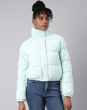 women quilted zip-front parka jacket