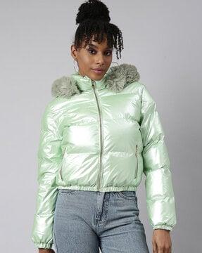 women quilted zip-front parka jacket