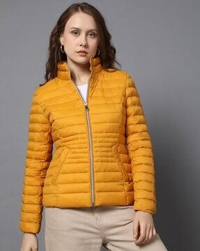 women quilted zip-front puffer jacket