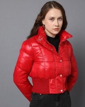 women quilted zip-front puffer jacket