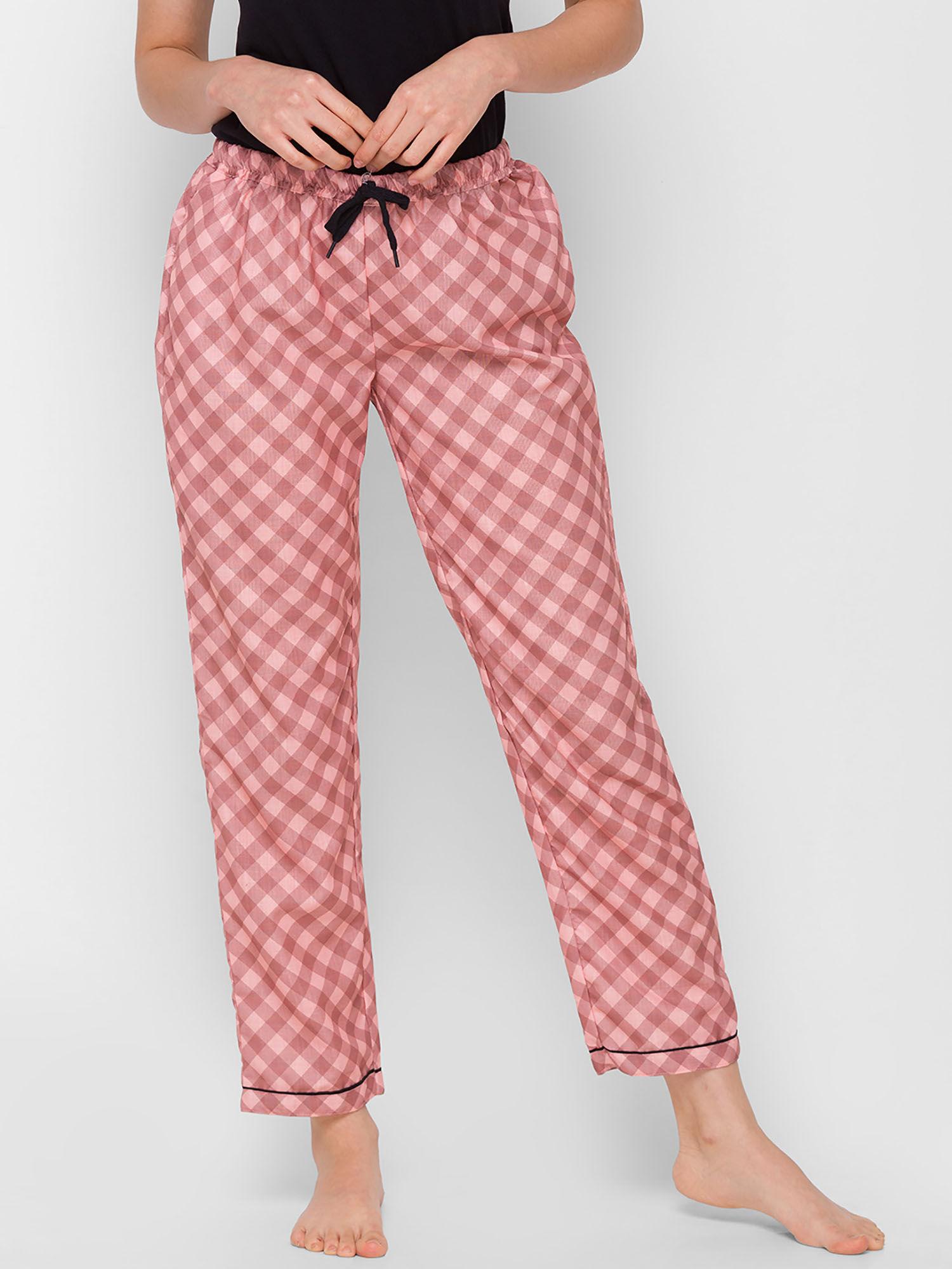 women rayon checks red pajamas