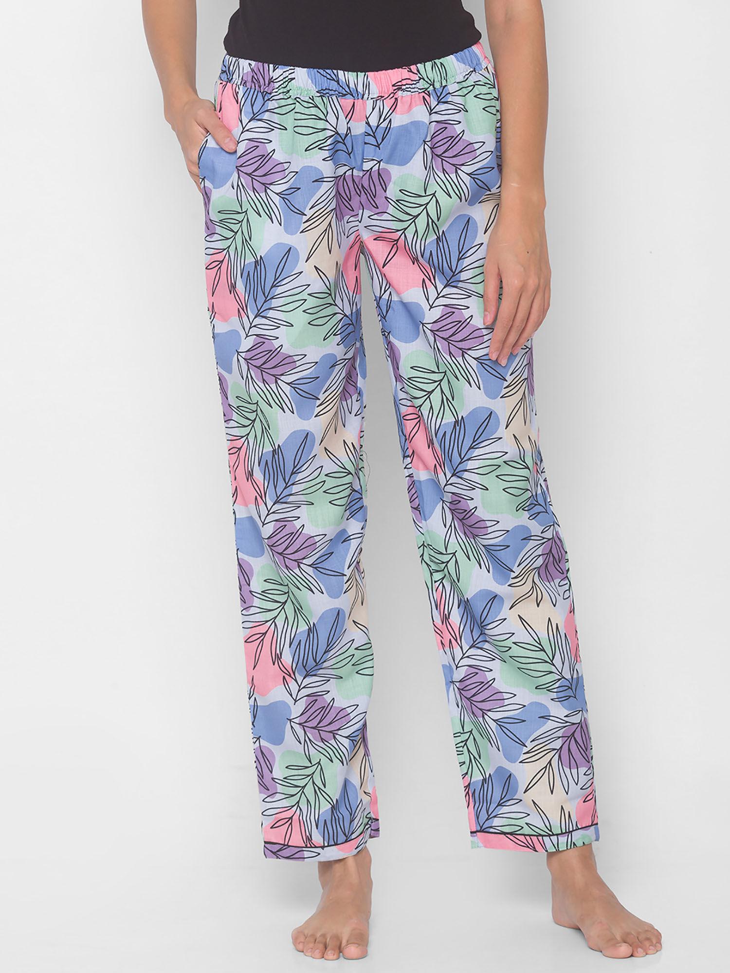 women rayon floral blue pajamas