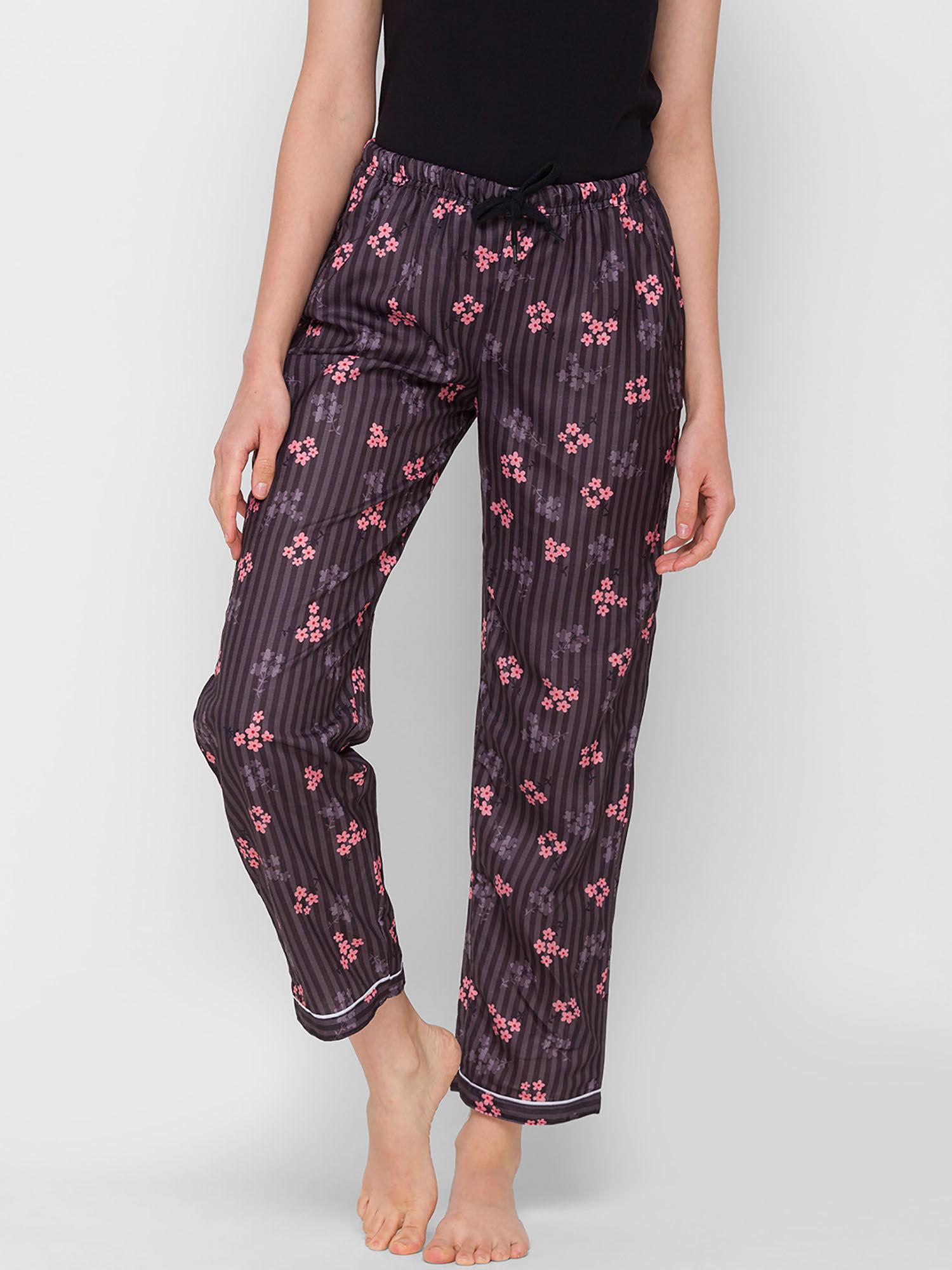 women rayon floral brown pajamas