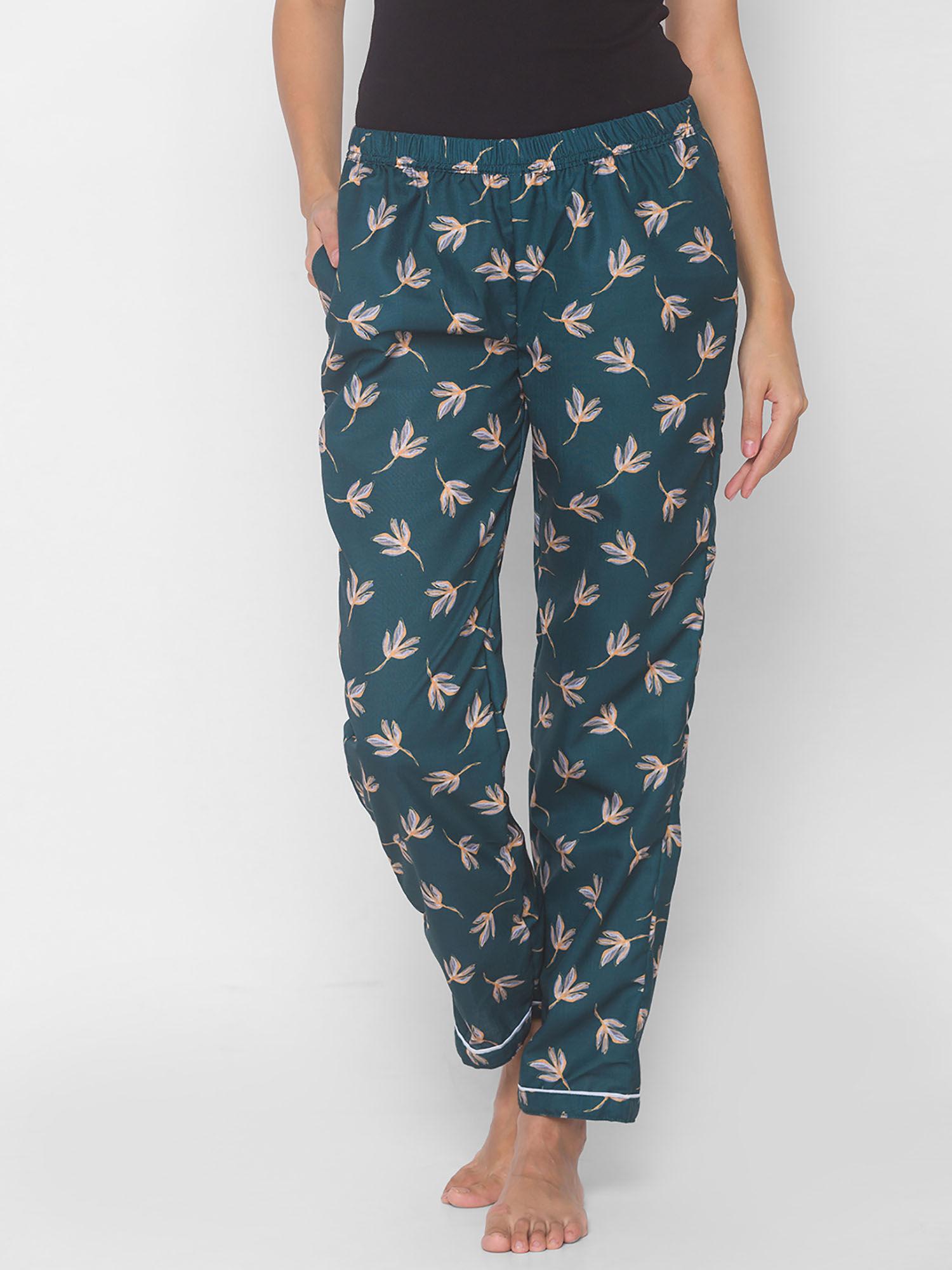 women rayon floral green pajamas