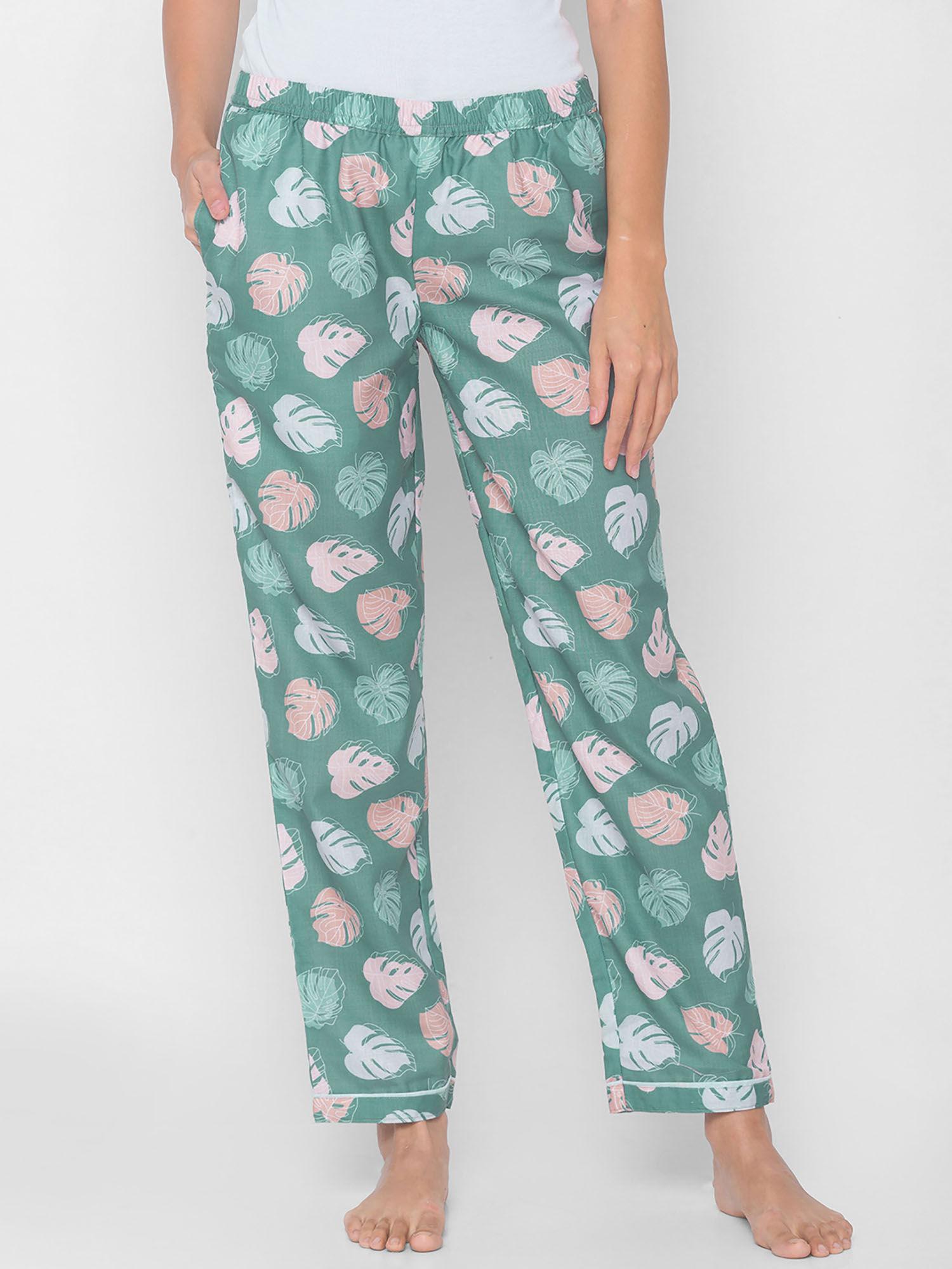 women rayon floral green pajamas