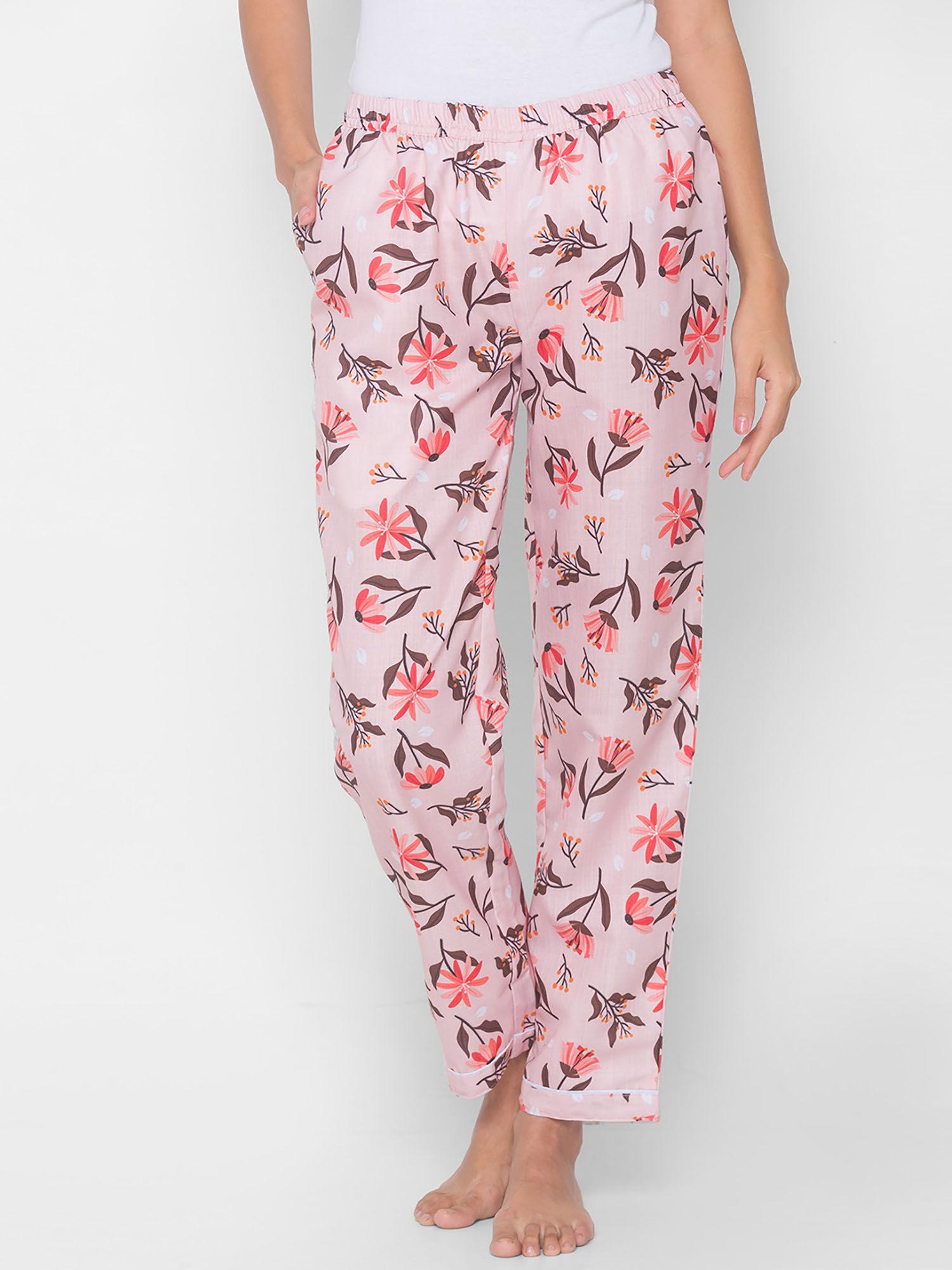 women rayon floral pink pajamas