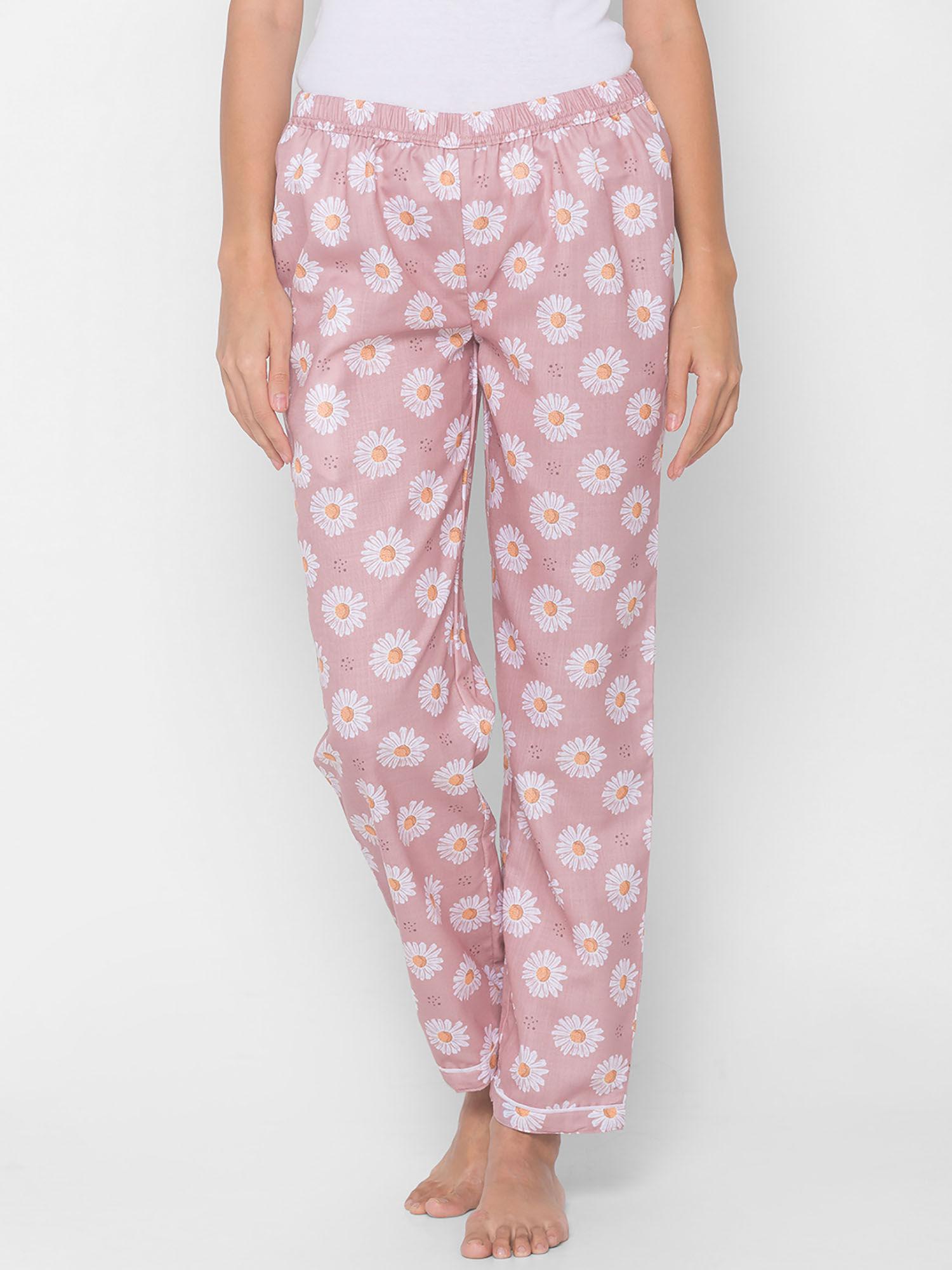 women rayon floral pink pajamas