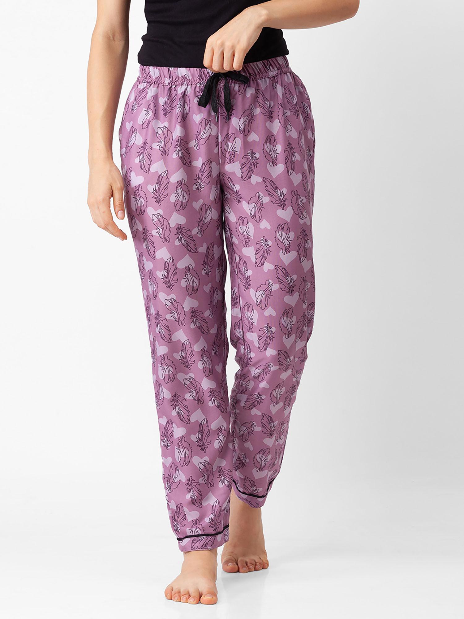 women rayon floral pink pajamas