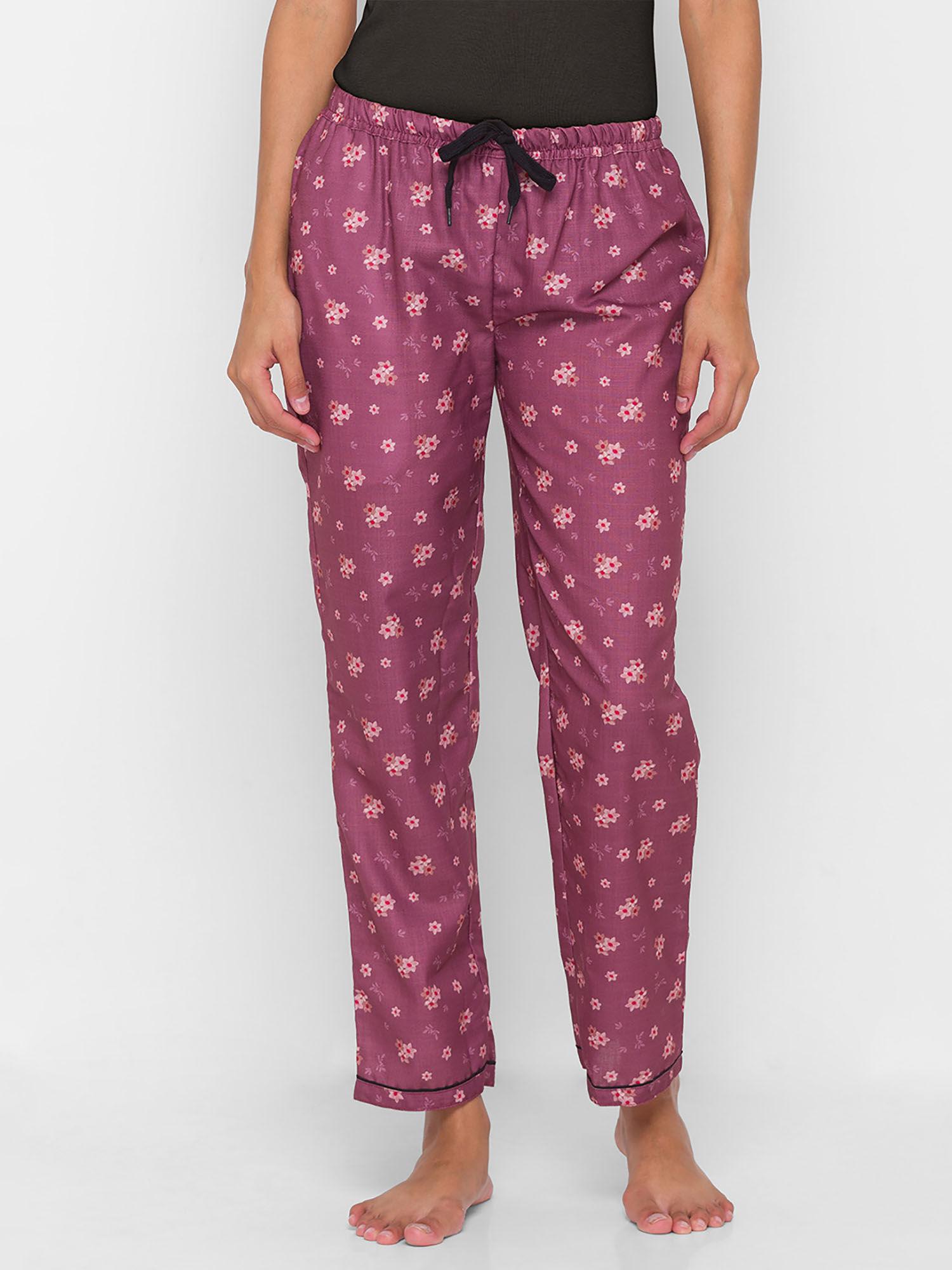 women rayon floral purple pajamas